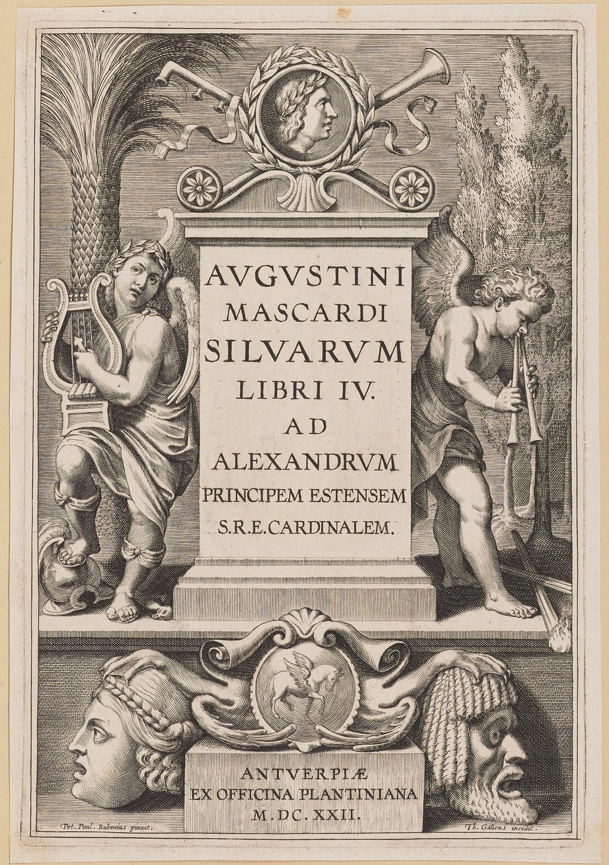 Strona tytułowa dla Agostino Mascardi, Silvarium Libri IV autorstwa Theodor Galle after Sir Peter Paul Rubens