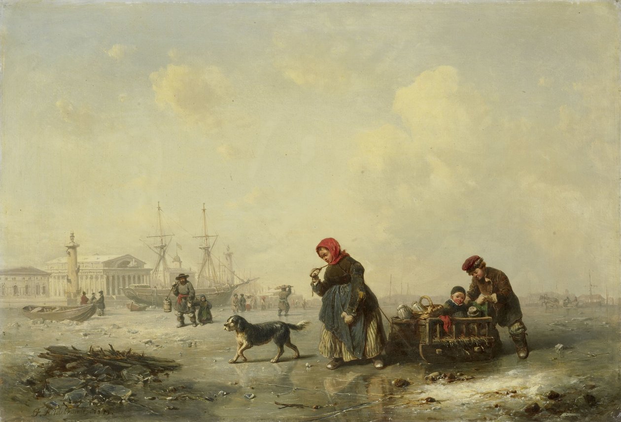 Newa w Petersburgu (Leningrad) zimą autorstwa Theodor Hildebrandt
