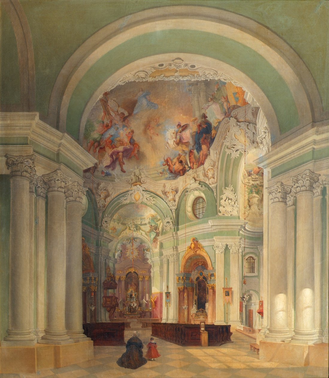 Wnętrze kościoła pijarów w Wiedniu autorstwa Theodor Jachimowicz