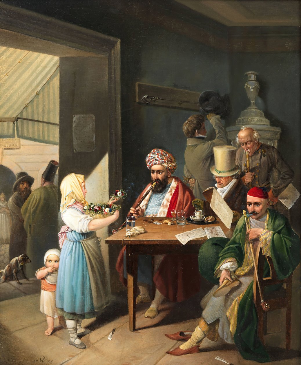 Grecy i Turcy w wiedeńskiej kawiarni, 1824. autorstwa Theodor Leopold Weller