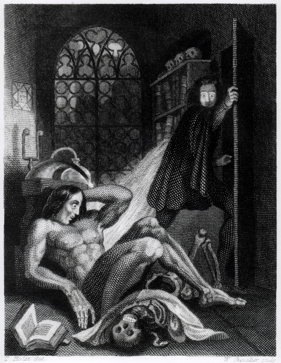 Ilustracja z „Frankensteina” Mary Shelley (1797-1851) autorstwa Theodor M. von Holst