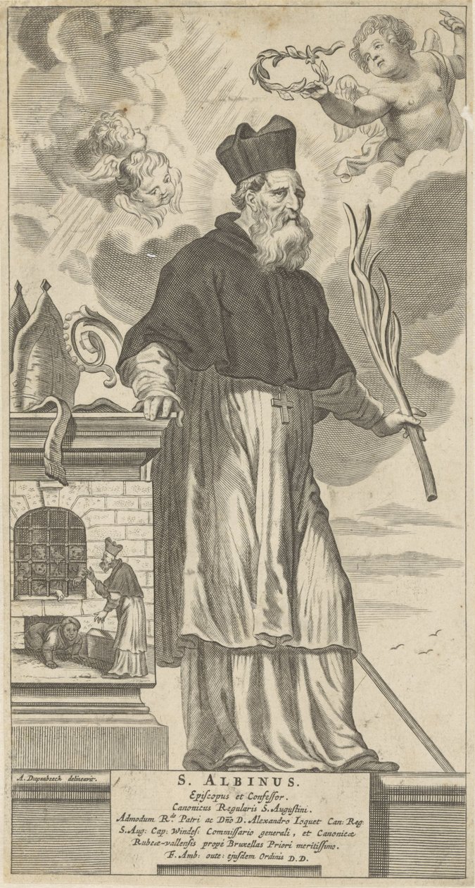 H. Albinus van Angers św. Albinusa. Biskup i Spowiednik (tytuł na obiekcie) autorstwa Theodor Matham