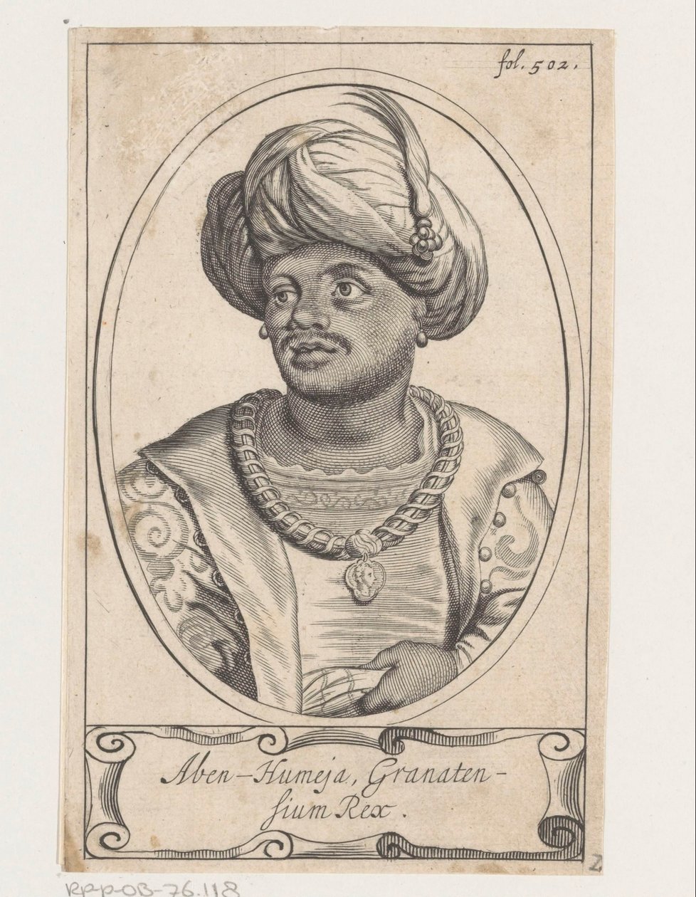 Portret Abena Humei, króla Granady autorstwa Theodor Matham
