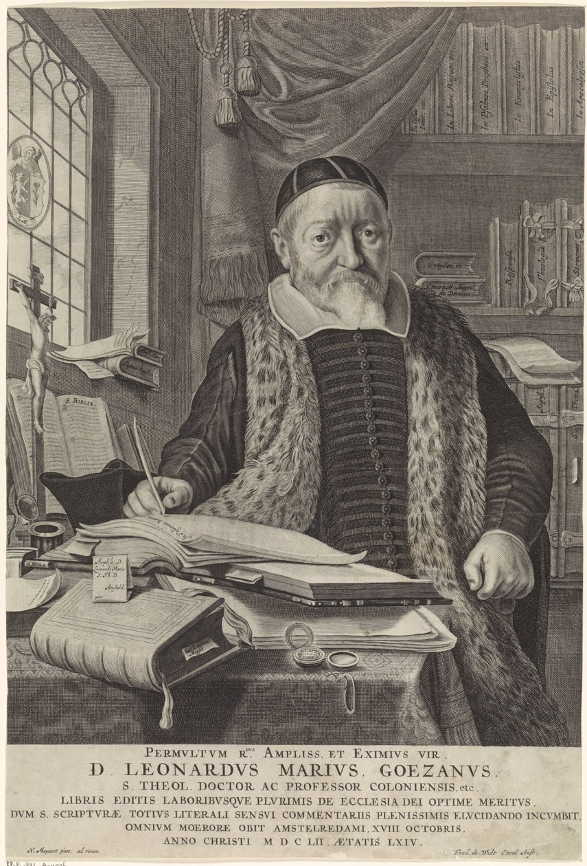 Portret Leonarda Mariusa van der Goesa w gabinecie autorstwa Theodor Matham