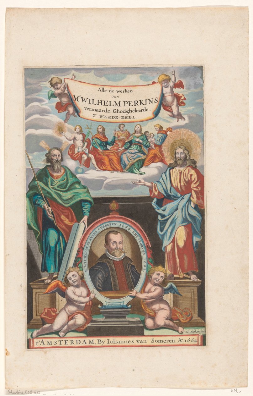 Portret Williama Perkinsa Strona tytułowa dla: William Perkins, Wszystkie prace. T’ druga część, 1662 autorstwa Theodor Matham