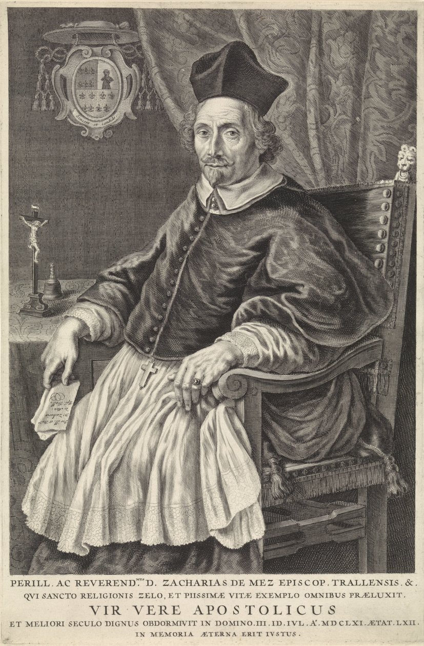 Portret Zachariasa de Meza, biskupa Tralles autorstwa Theodor Matham