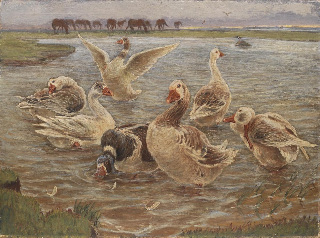 Gęsi na wyspie Saltholm autorstwa Theodor Philipsen