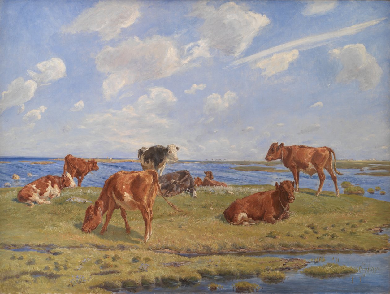 Cielęta na plaży autorstwa Theodor Philipsen