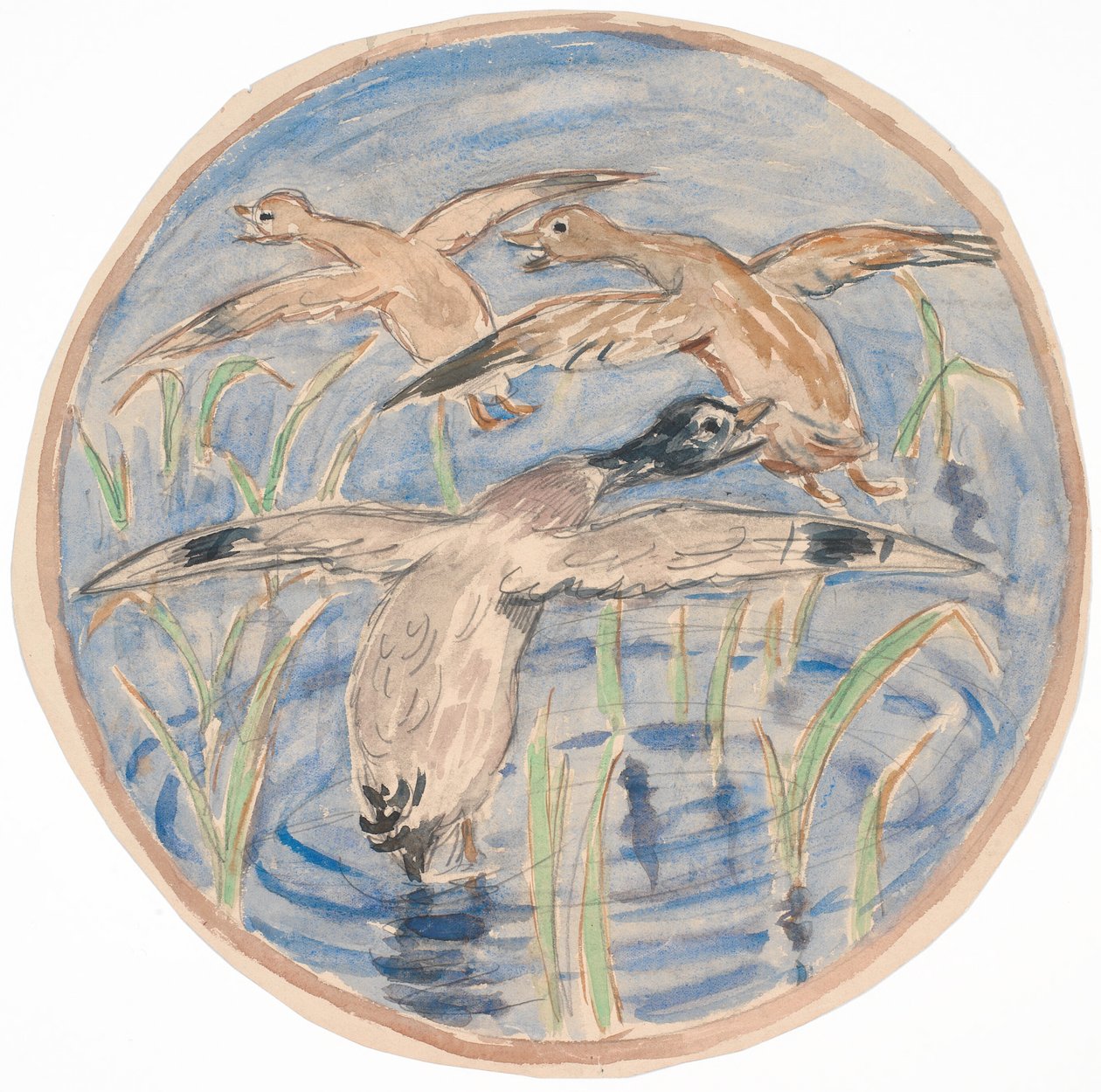 Latające kaczki (projekt do dekoracji naczyń ceramicznych) autorstwa Theodor Philipsen