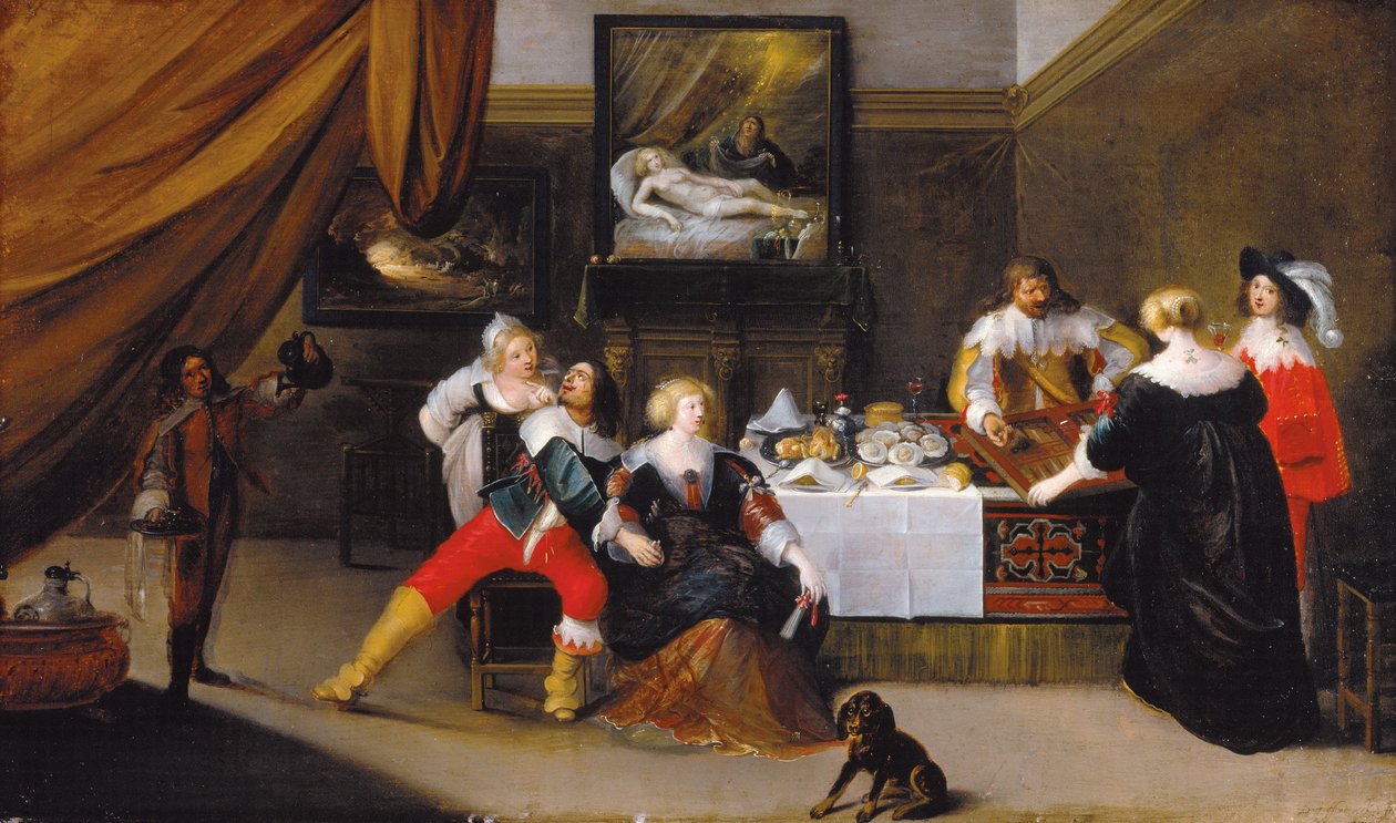 Gracze w karty (gracze w tryktraka) - Gracze w karty, Rombouts, Theodor (1597-1637). olej na płótnie, ok. 1620-1630. Residenzgalerie Salzburg autorstwa Theodor Rombouts