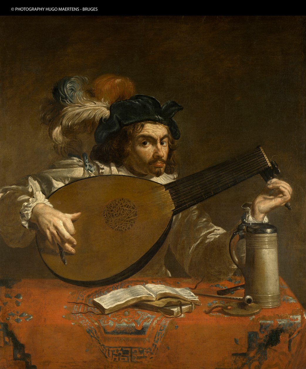 Gracz na lutni (olej na płótnie) autorstwa Theodor Rombouts