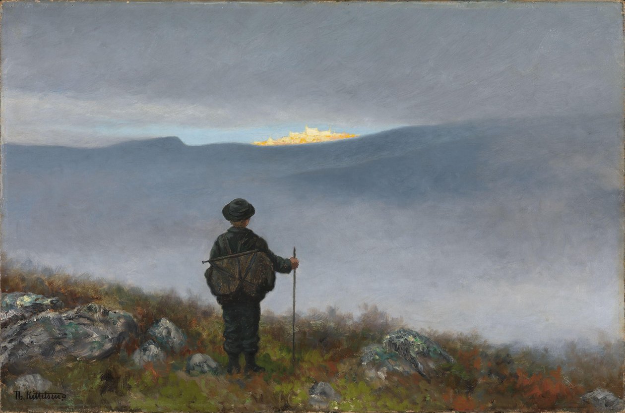 Daleko, daleko Pałac Soria Moria lśnił jak złoto autorstwa Theodor Kittelsen