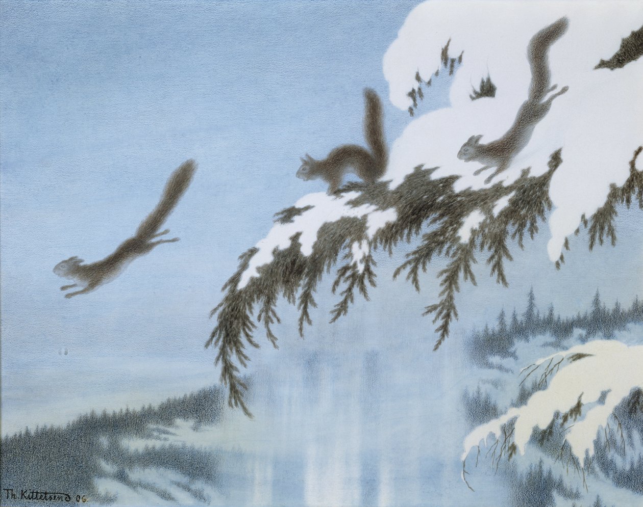 Wiewiórka w locie autorstwa Theodor Kittelsen