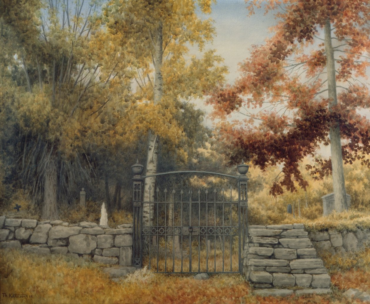 Dziedziniec kościelny w Bråtebakken autorstwa Theodor Kittelsen