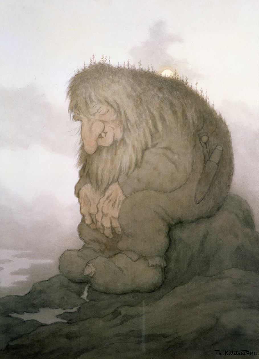 Troll, który zastanawia się, ile ma lat autorstwa Theodor Kittelsen