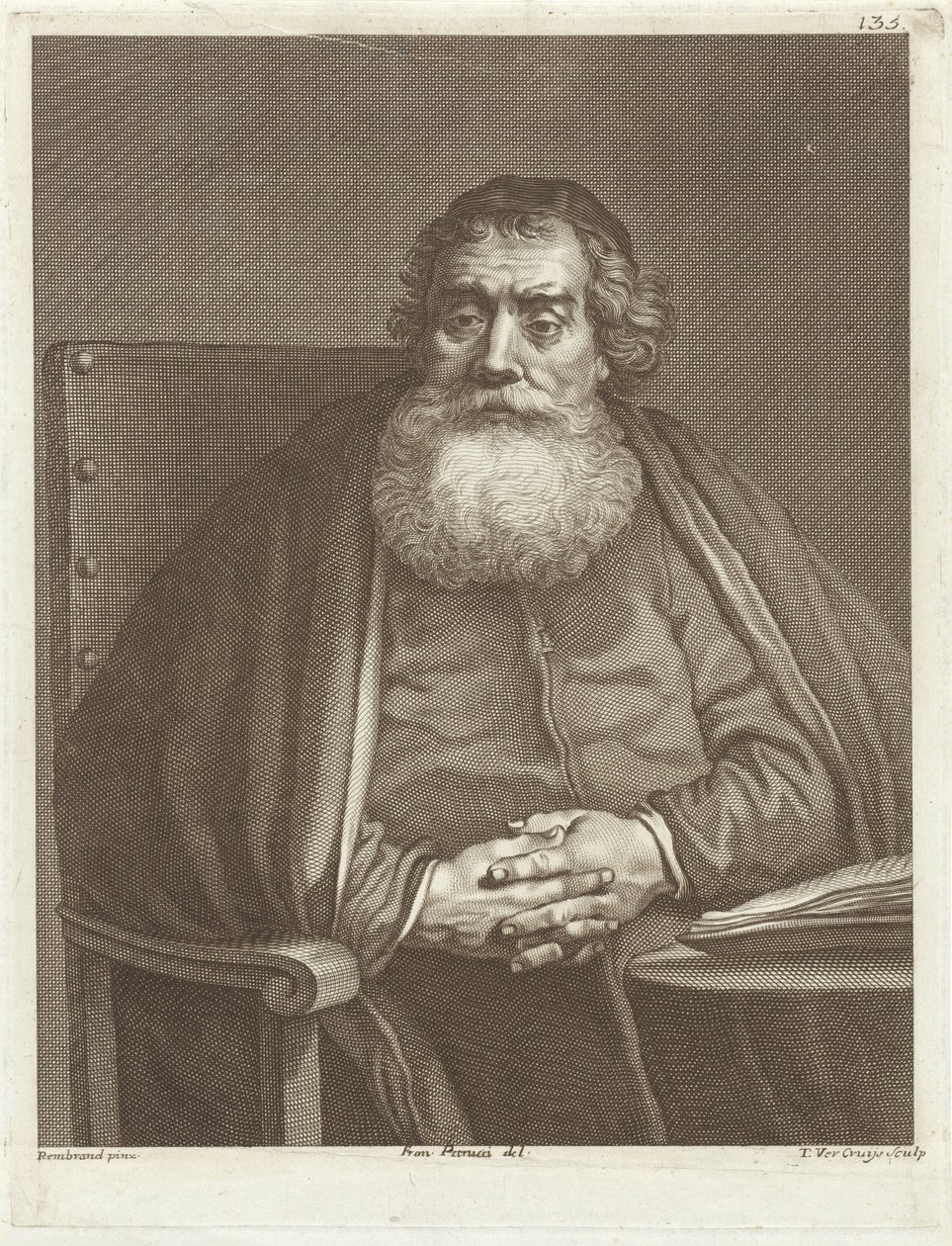 Siedzący mężczyzna z brodą autorstwa Theodor Vercruys