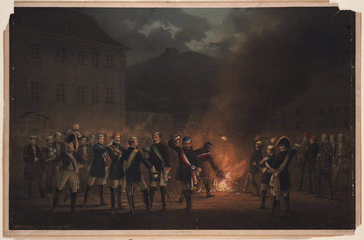 Procesja z pochodniami w Heidelbergu w dniu 30 stycznia 1857, 1857 autorstwa Theodor Verhas