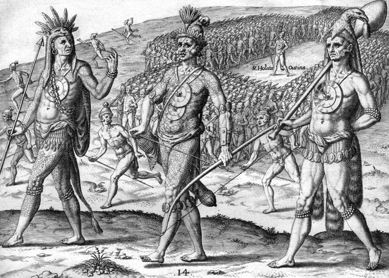 Indyjska potano Utina i jej oddziały autorstwa Theodor de Bry