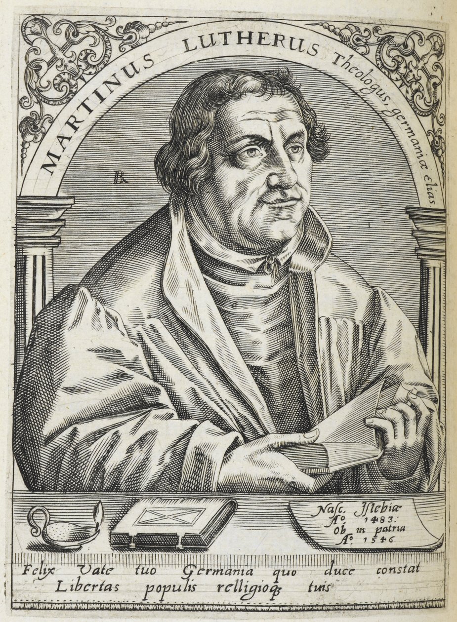 Marcin Luther. (1483-1546). Niemiecki reformator religijny i twórca reformacji. Portret. autorstwa Theodor de Bry