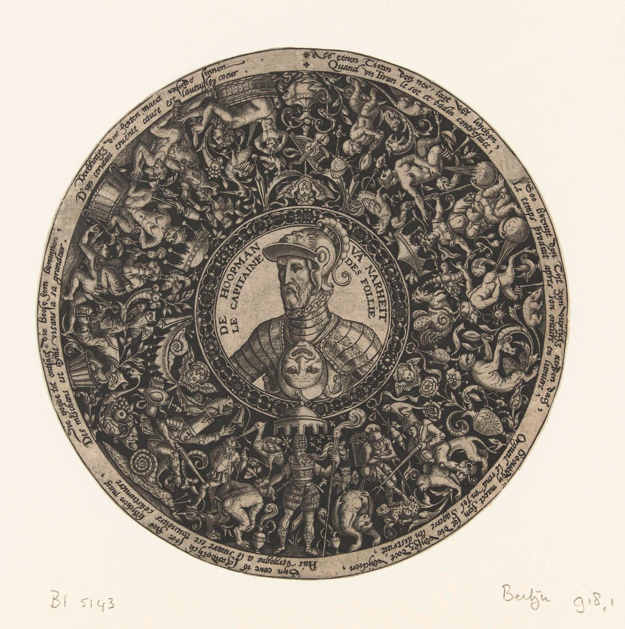 Medalion z popiersiem Kapitana Szaleństwa, Theodora de Bry, ok. 1577-1578 autorstwa Theodor de Bry