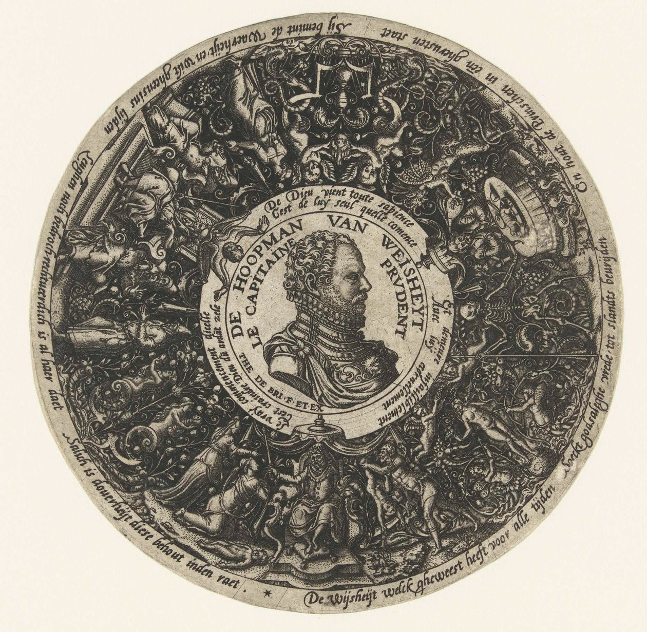 Medalion z popiersiem Kapitana Mądrości, Theodora de Bry, ok. 1577 - ok. 1578 r. autorstwa Theodor de Bry