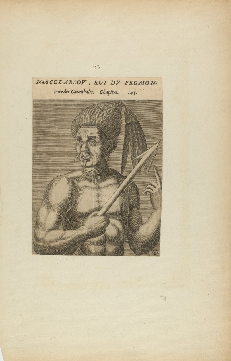 Nacol-Absov, Roi Du Promon-/toire des.... (z książki Les Vrais Pourtraits et Vies des Hommes Illustres) autorstwa Theodor de Bry