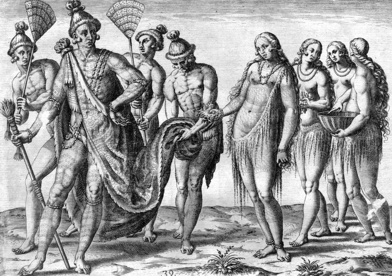 Plemię Indian Timucua autorstwa Theodor de Bry