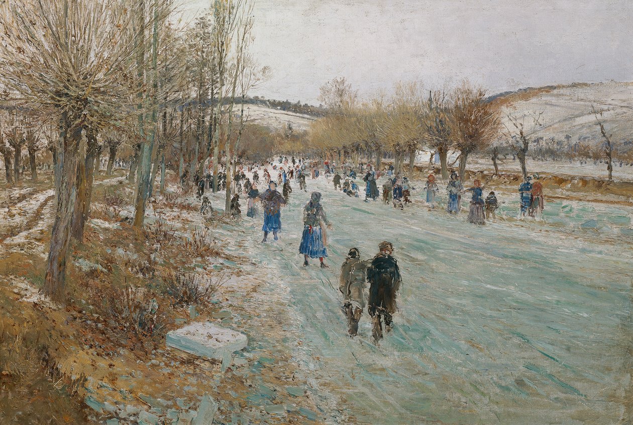 Łyżwiarze na Thaya koło Lundenburg autorstwa Theodor von Hormann
