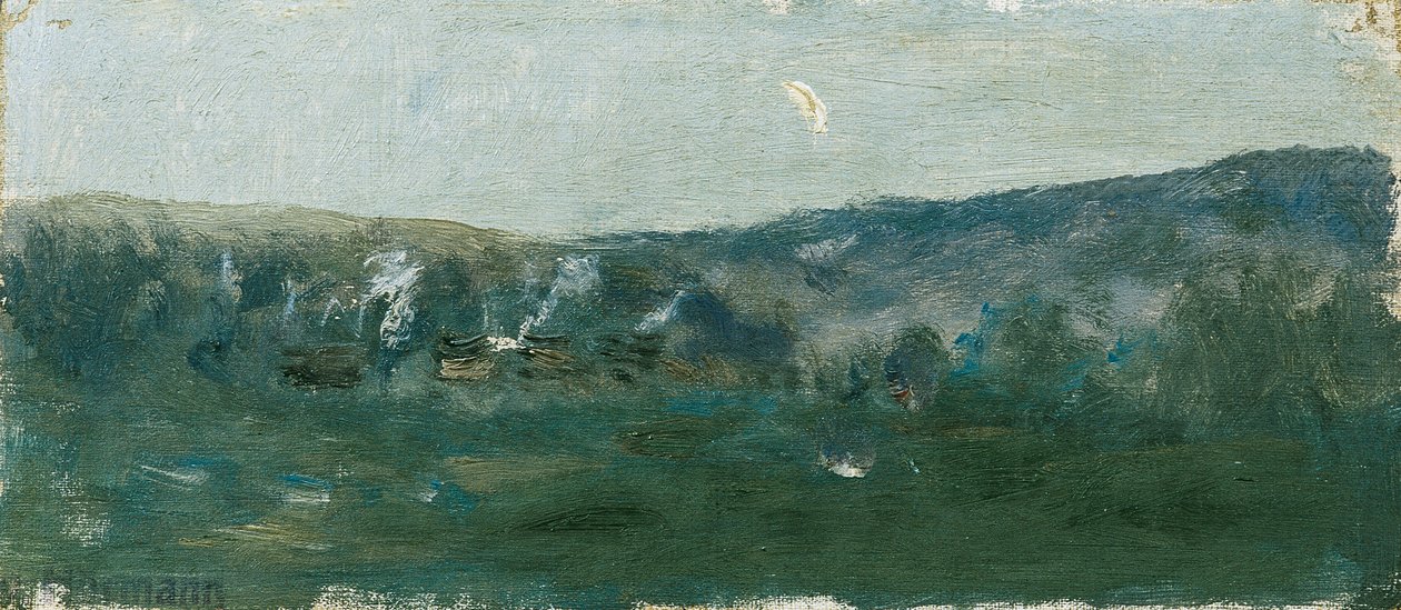 Pagórkowaty krajobraz z sierpem księżyca autorstwa Theodor von Hormann