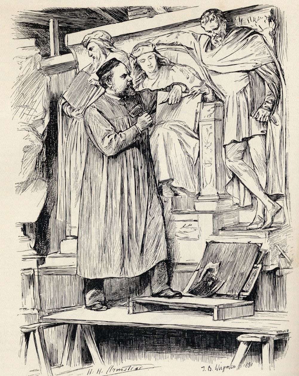 Armstead at Work, rycina wg rysunku Wirgmana, z „The Century Illustrated Monthly Magazine”, maj-październik 1883 autorstwa Theodore Blake Wirgman