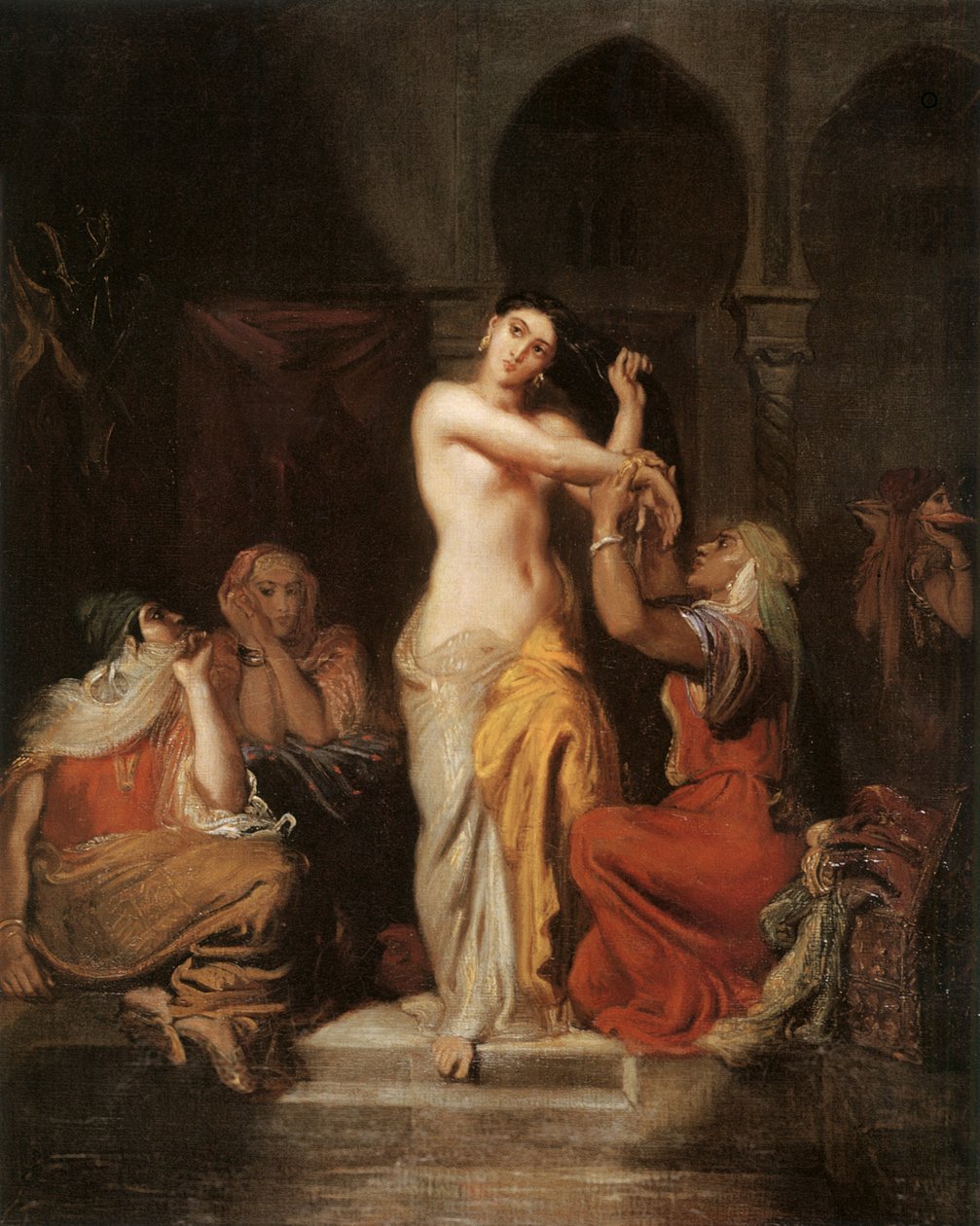 Mauretańska kobieta wychodząca z kąpieli w seraju, 1854 olej na płótnie autorstwa Théodore Chassériau