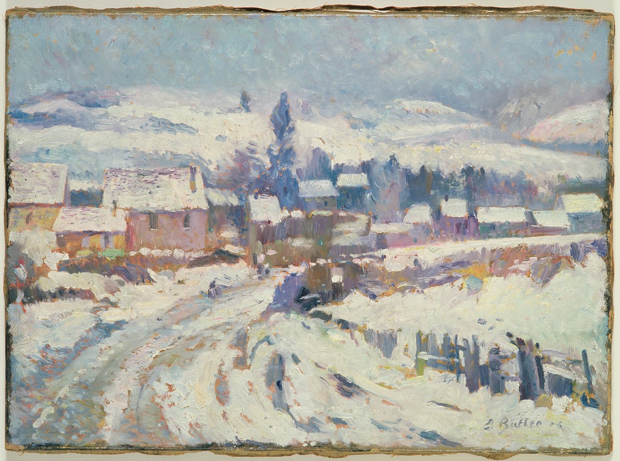 Wieś pod śniegiem, 1906 autorstwa Theodore Earl Butler