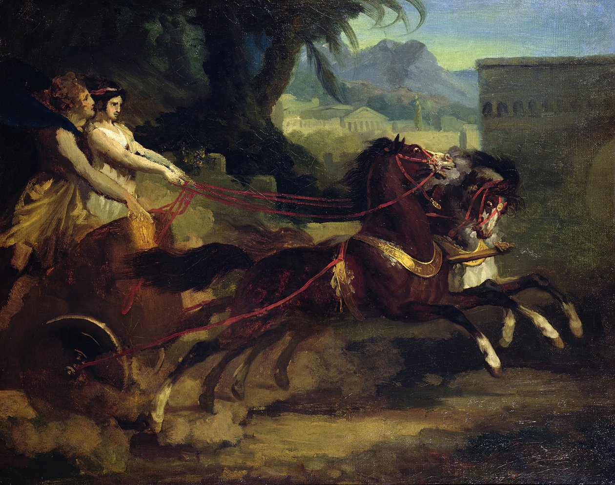 Starożytny wyścig rydwanów, według obrazu Carle Vernet autorstwa Theodore Gericault