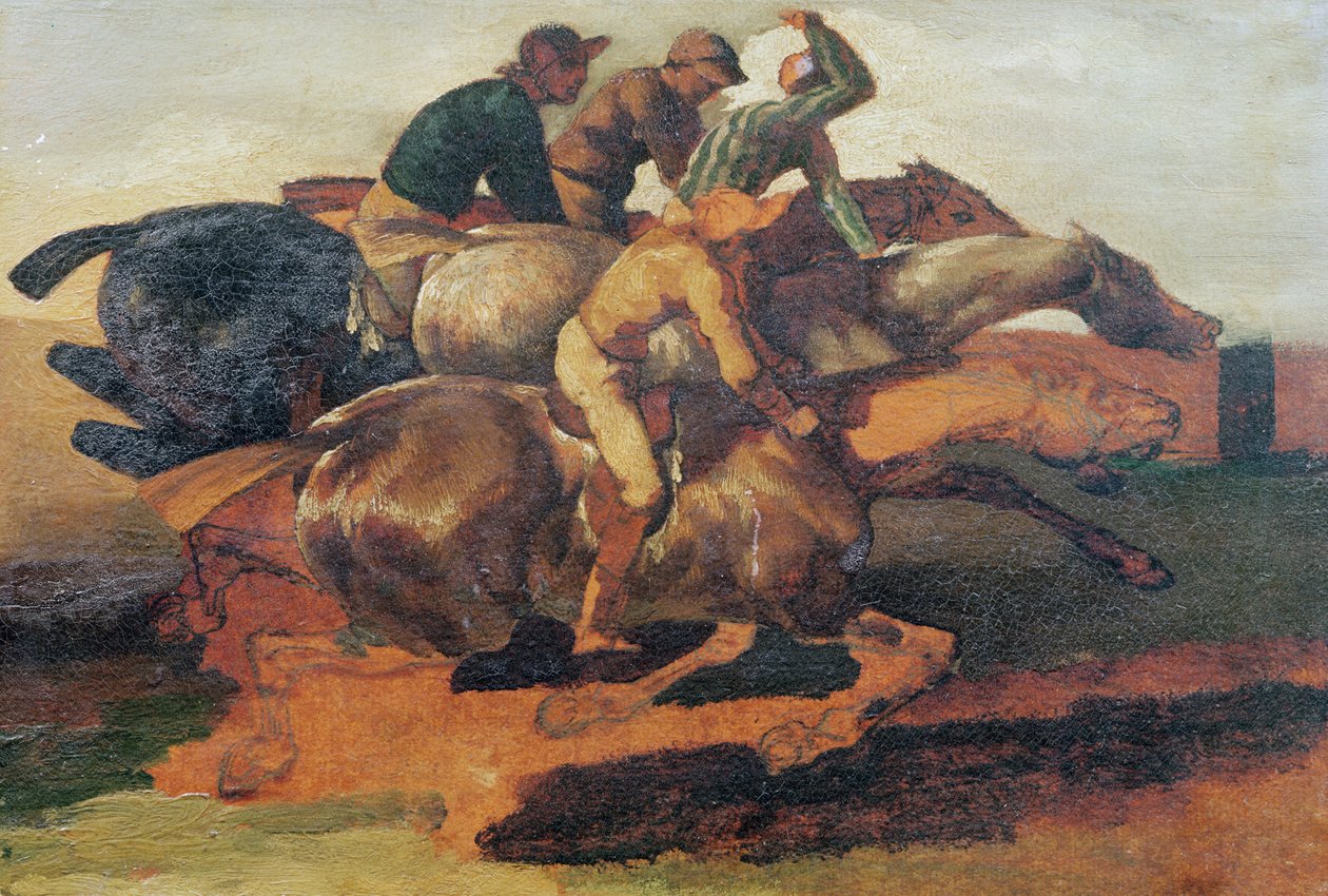 Czterech dżokejów w galopie autorstwa Theodore Gericault