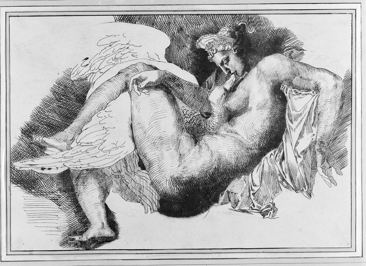 Leda, wg rysunku Michała Anioła Buonarrotiego (1475-1564) 1822 autorstwa Theodore Gericault