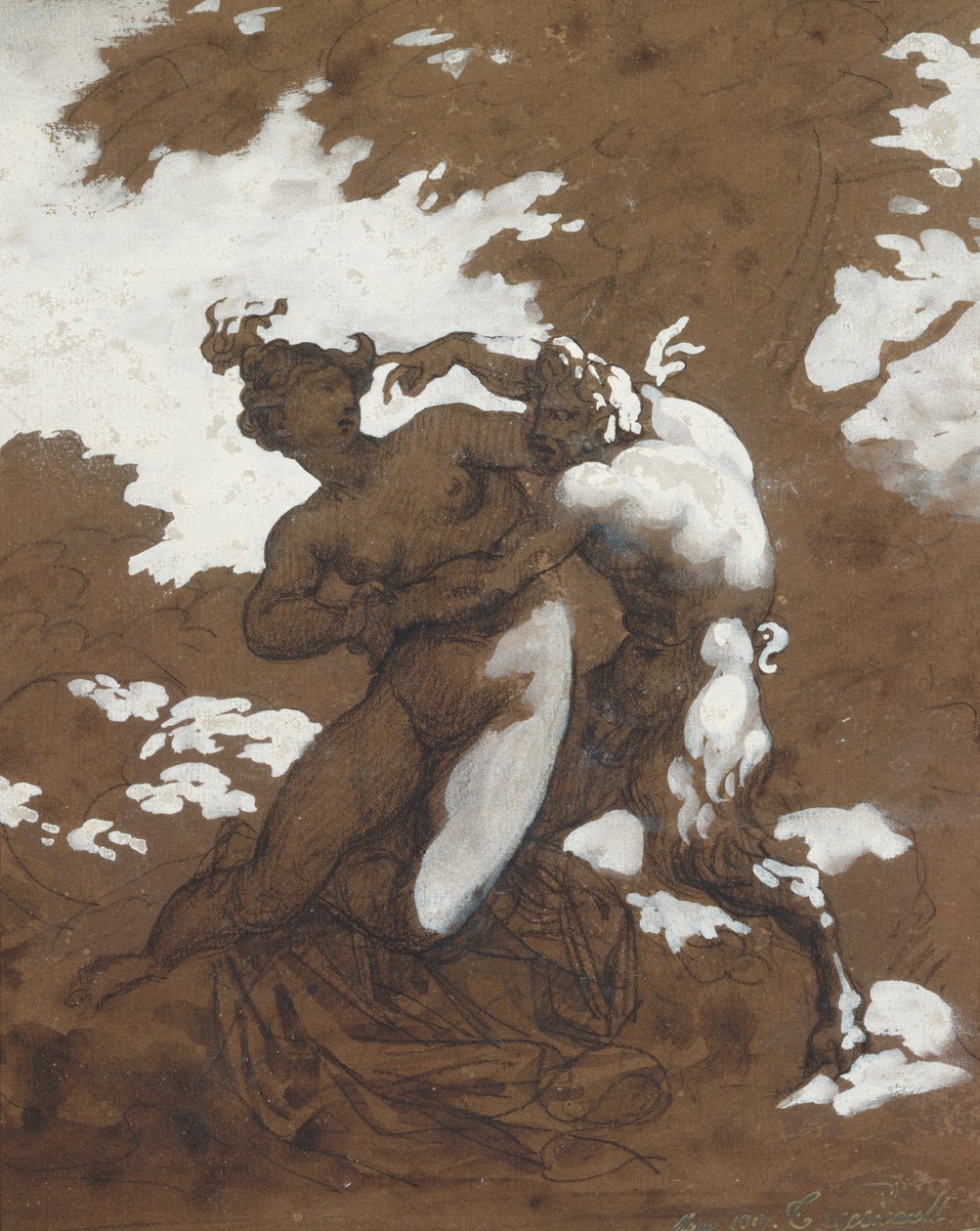 Satyr i nimfa autorstwa Theodore Gericault