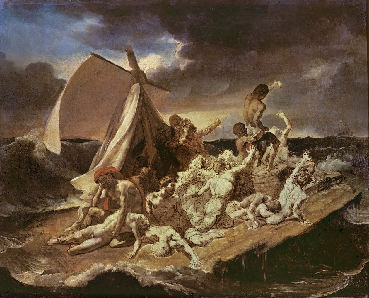 Antrasis „Medusa poli“ plausto tyrimas autorstwa Theodore Gericault