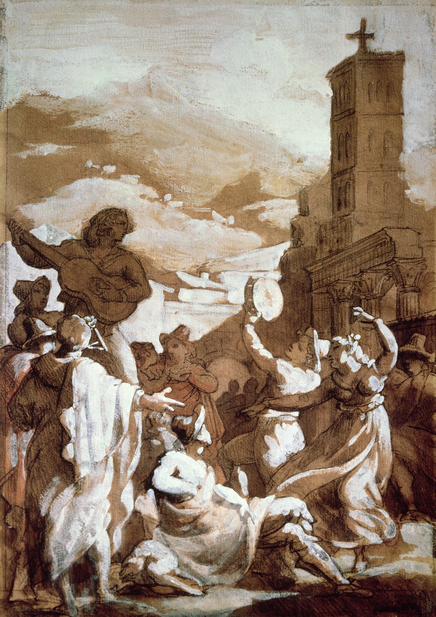 Tarantella (pióro i tusz do prania na papierze) autorstwa Theodore Gericault