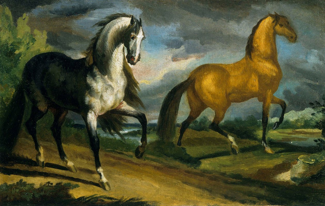 Dwa konie autorstwa Theodore Gericault