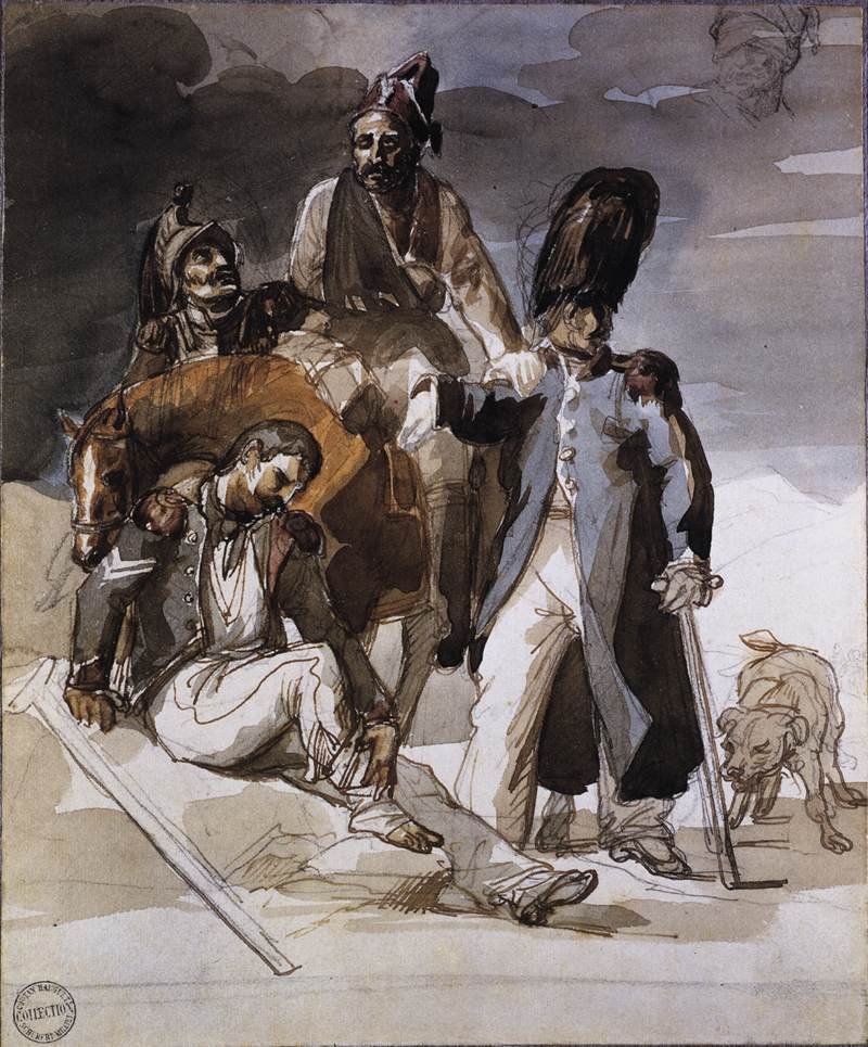 Ranni żołnierze wycofują się z Rosji autorstwa Theodore Gericault