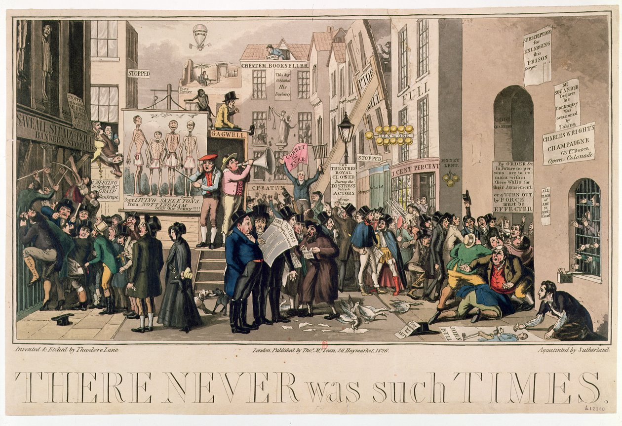 „Nigdy nie było takich czasów”, 1826 (akwatinta) autorstwa Theodore Lane