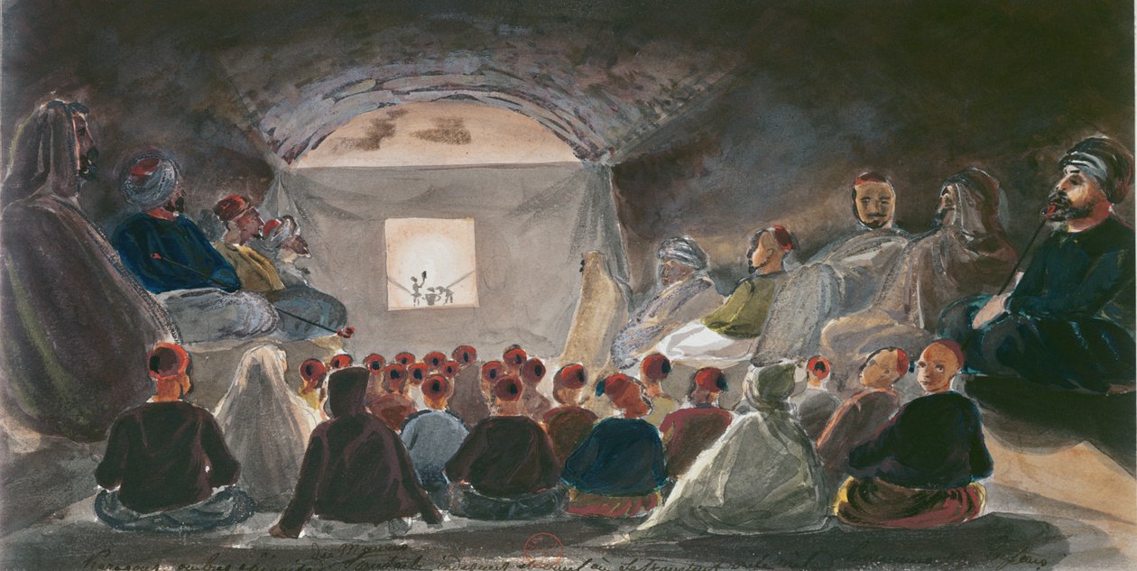 Pokaz z marionetkami w Algierii. ok.1835 autorstwa Theodore Leblanc