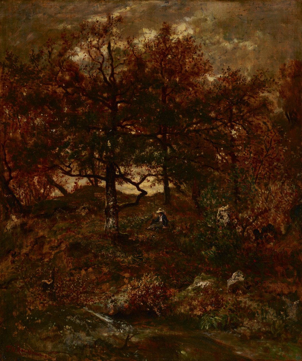 Jesień w St. Jean de Paris, Las Fontainebleau autorstwa Pierre Etienne Theodore Rousseau