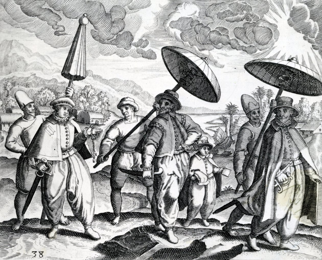 Grupa ludzi z „Indii Orientalis”, 1598 autorstwa Theodore de Bry