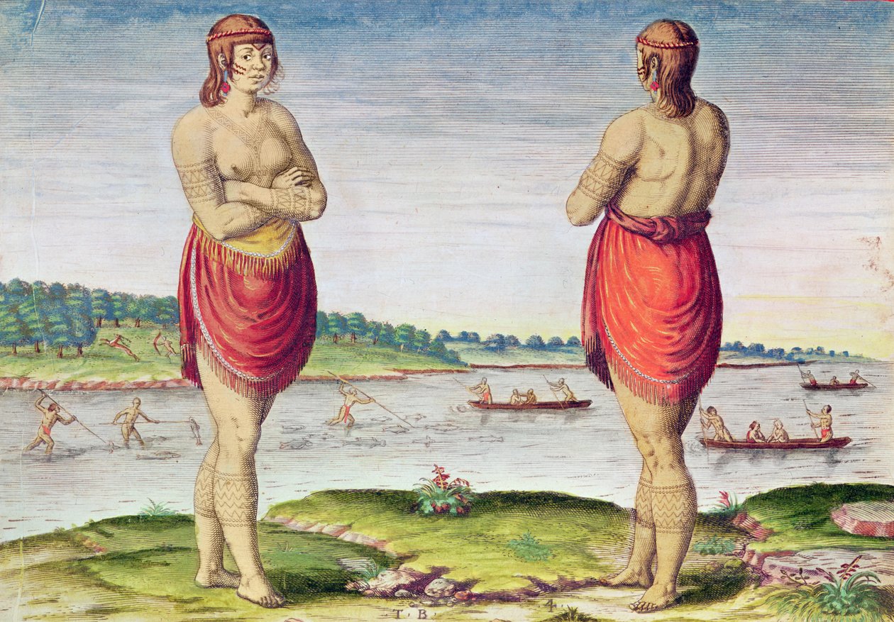 Admiranta Narratio..., Szlachetna kobieta z Secota, Virginia (strona 51), 1585-1588 (kolor grawerowany) autorstwa Theodore de Bry
