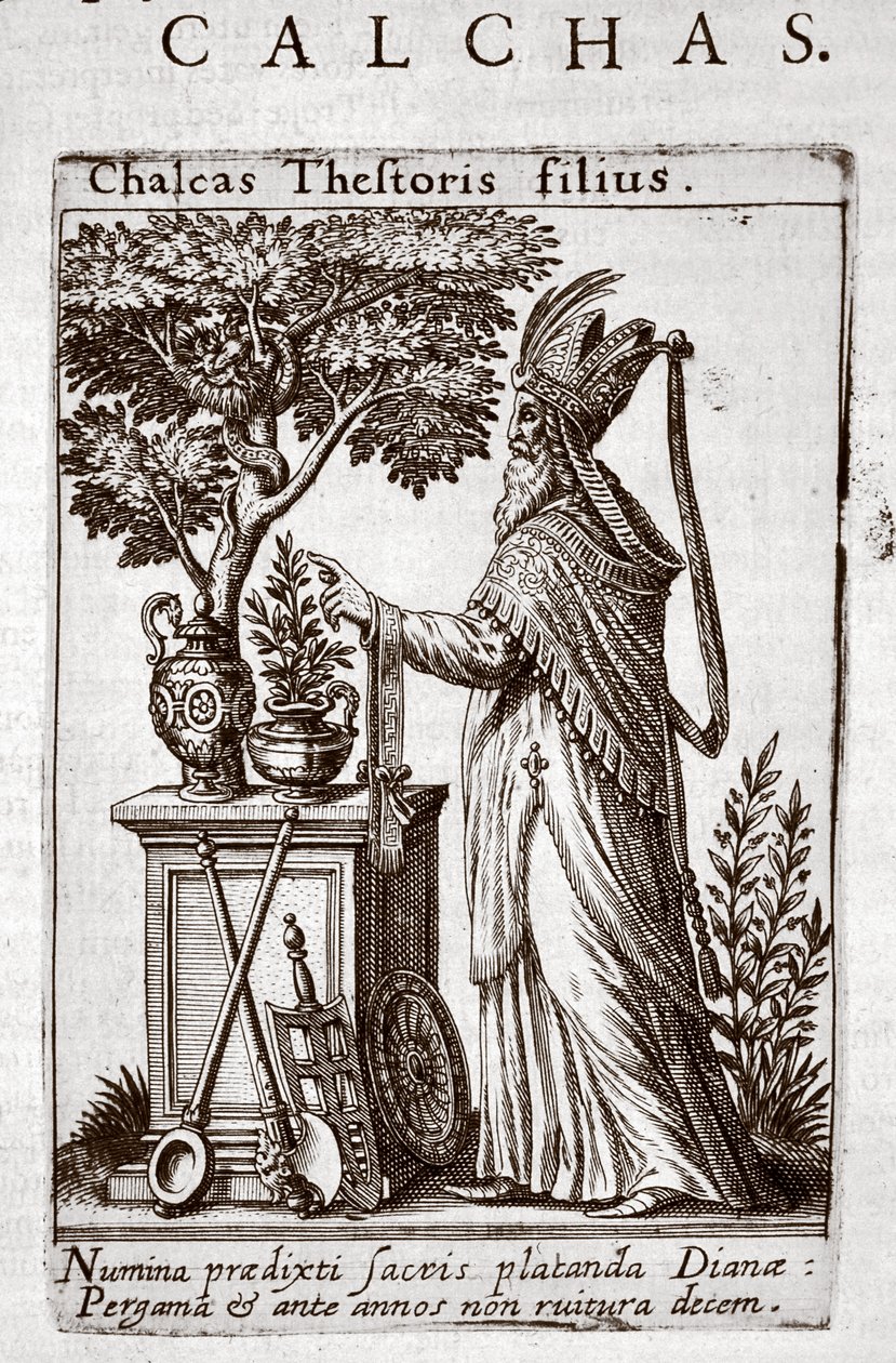 Chalcas, wróżbita Greków podczas oblężenia Troi, z "Tractatus Posthumis" Jean-Jacques Boissarda, ok. 1605 r. autorstwa Theodore de Bry