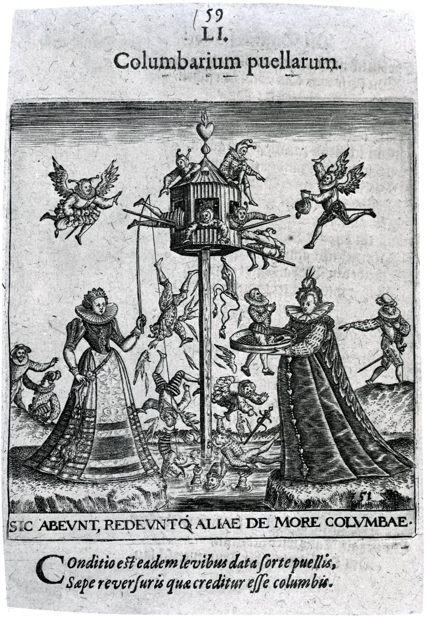 Kolumbarium panien z „Proscenium ludzkiego życia” lub „Świeckie herby” Theodore de Bry, 1627 autorstwa Theodore de Bry