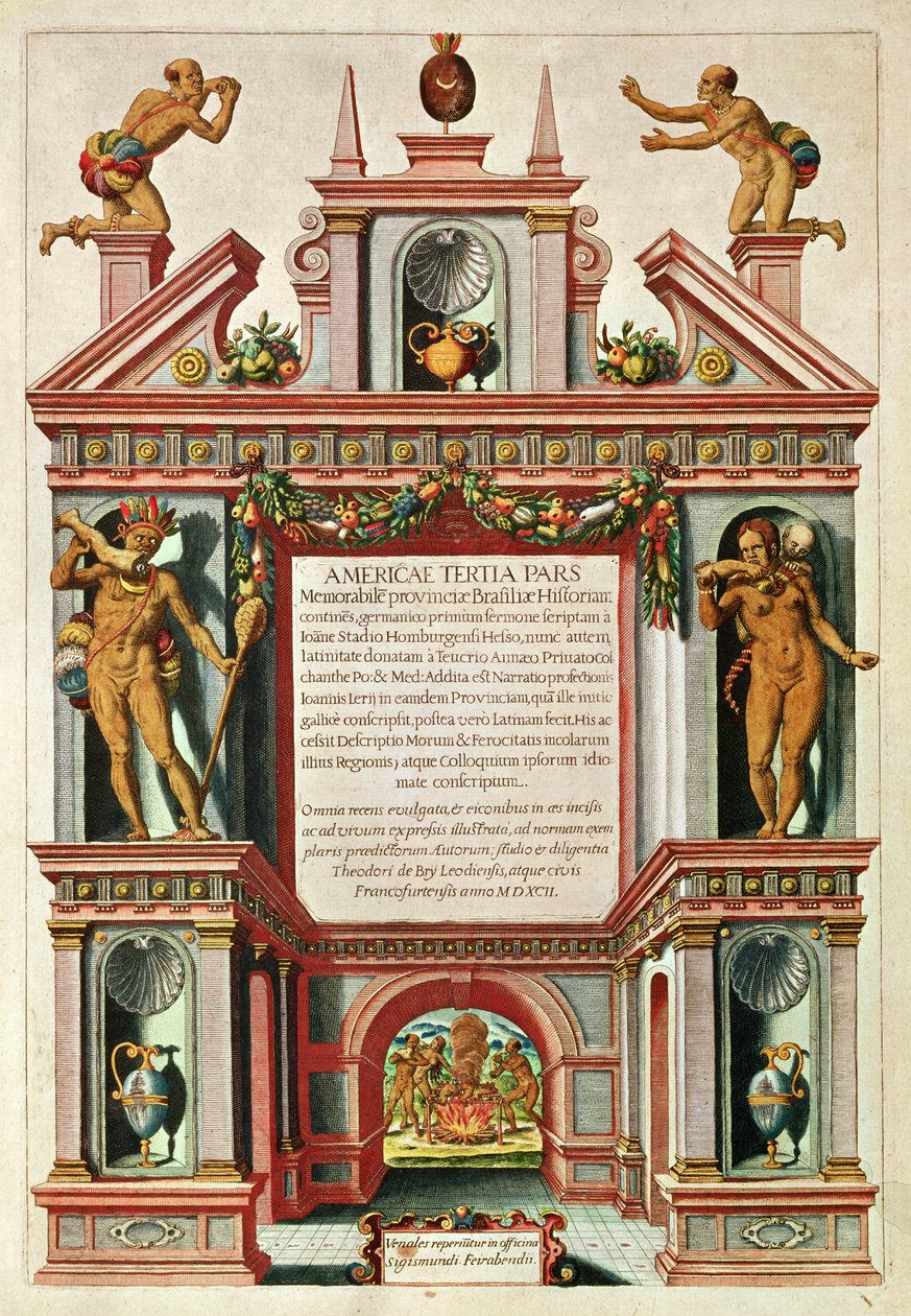 Frontispis "Americae Tertia Pars...", 1592 r. autorstwa Theodore de Bry