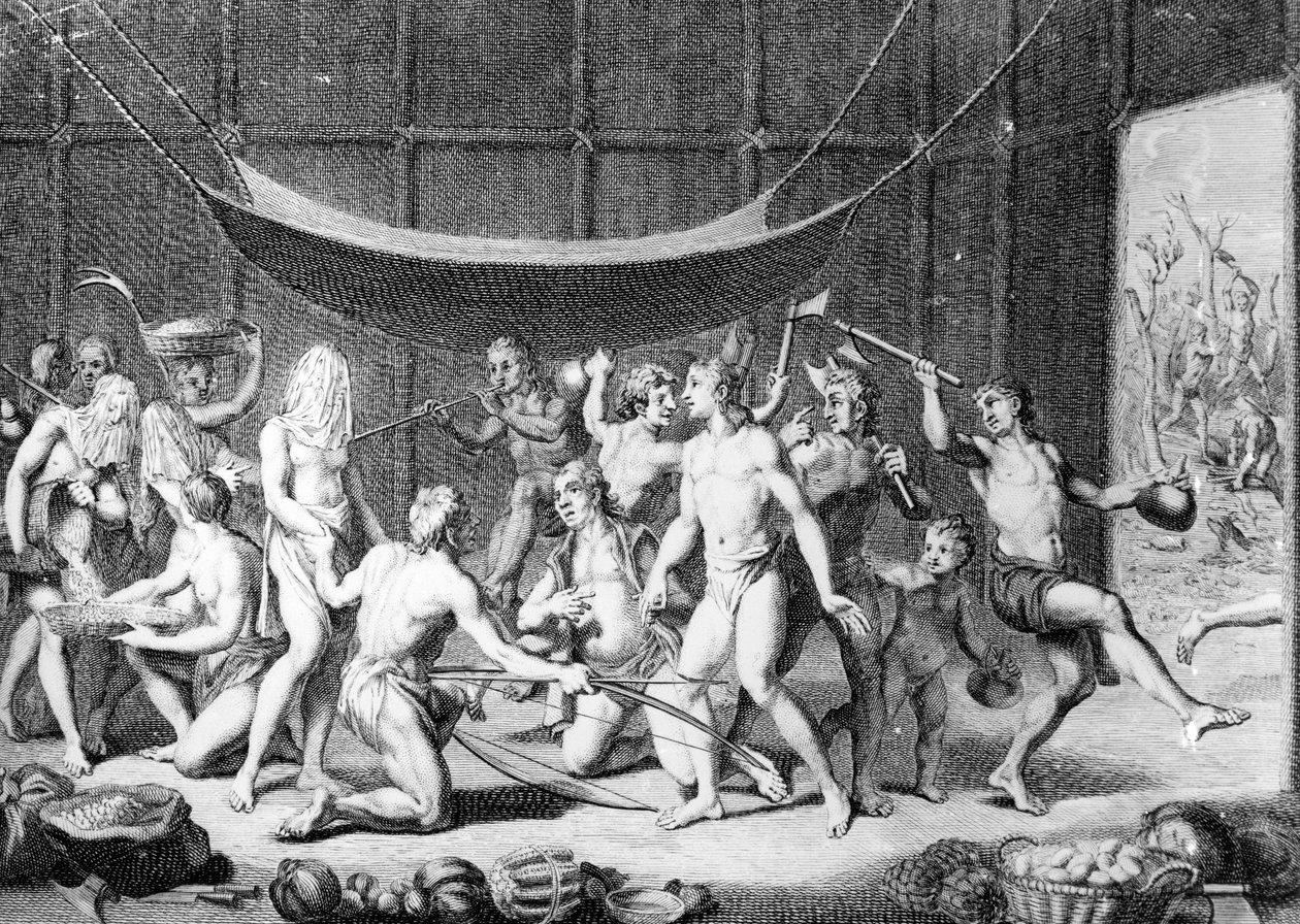 Małżeństwo Indian z Panamy, z „Ceremonii i zwyczajów religijnych wszystkich narodów świata” Bernarda Picarta, opublikowanego w 1723 r. autorstwa Theodore de Bry
