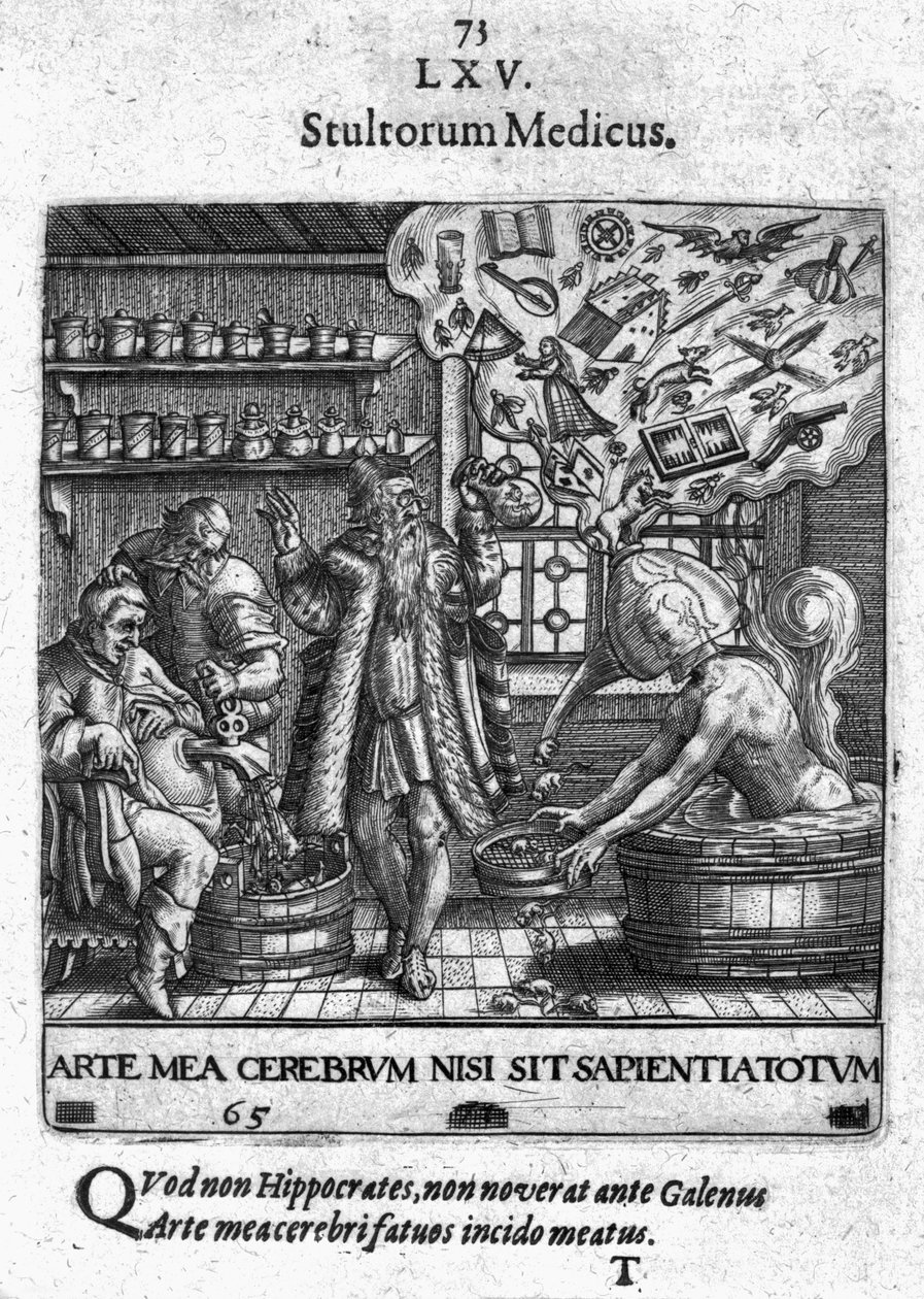 Lekarz głupców z „Proscenium ludzkiego życia” lub „Świeckie emblematy” Theodore de Bry, 1627 autorstwa Theodore de Bry